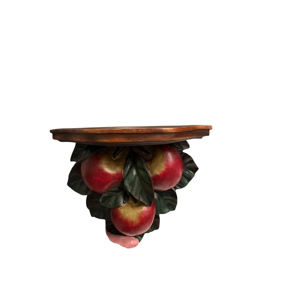 Vintage Style Red Apple Cluster Wall Corbel Shelf Kitchen Decor 3D Fruit Sconce